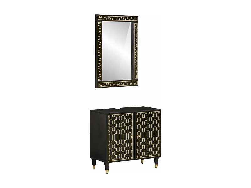 Conjunto de muebles de baño 2 piezas de madera maciza de mango.