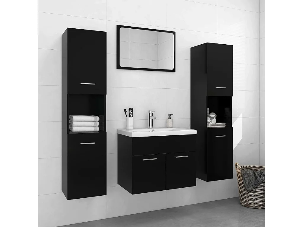 Ensemble de meubles de salle de bain Noir Aggloméré