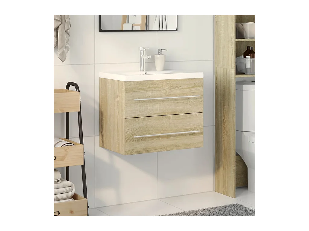 Ensemble de meubles de salle de bain 2 pcs chêne sonoma