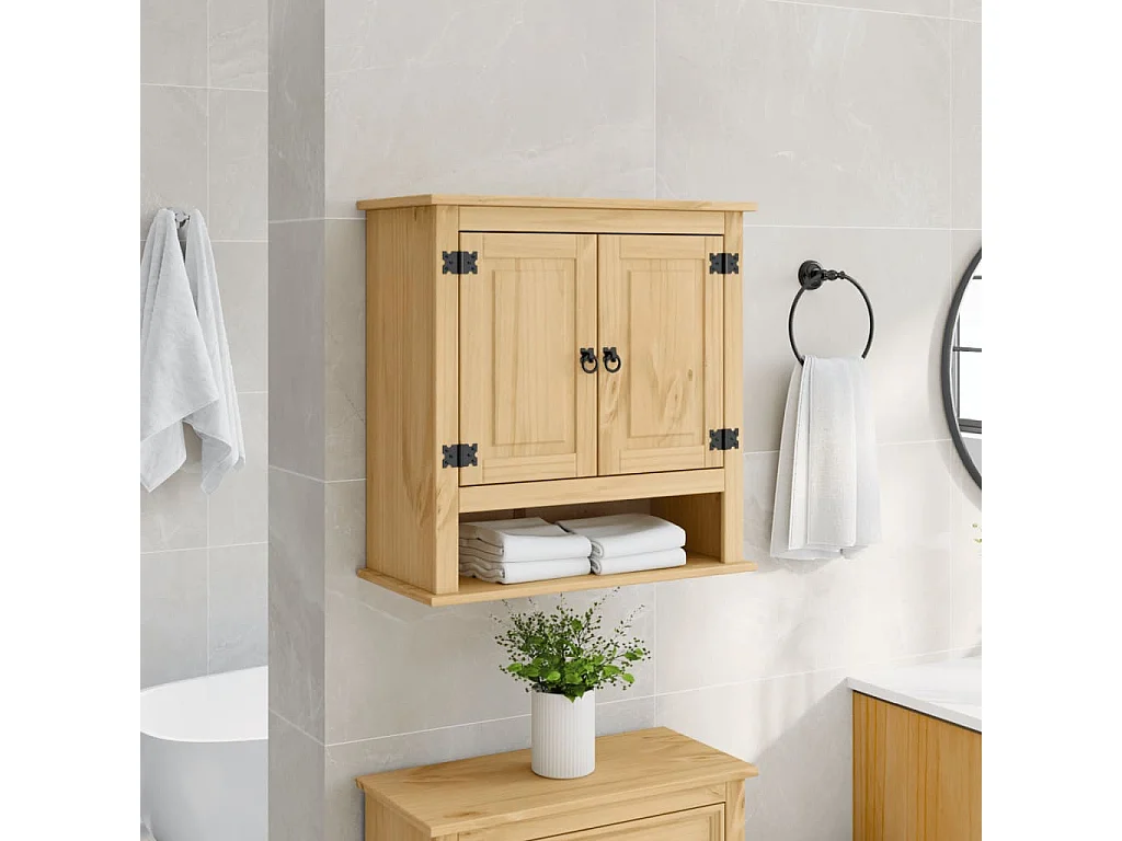 Badezimmer-Wandschrank Corona aus massivem Kiefernholz