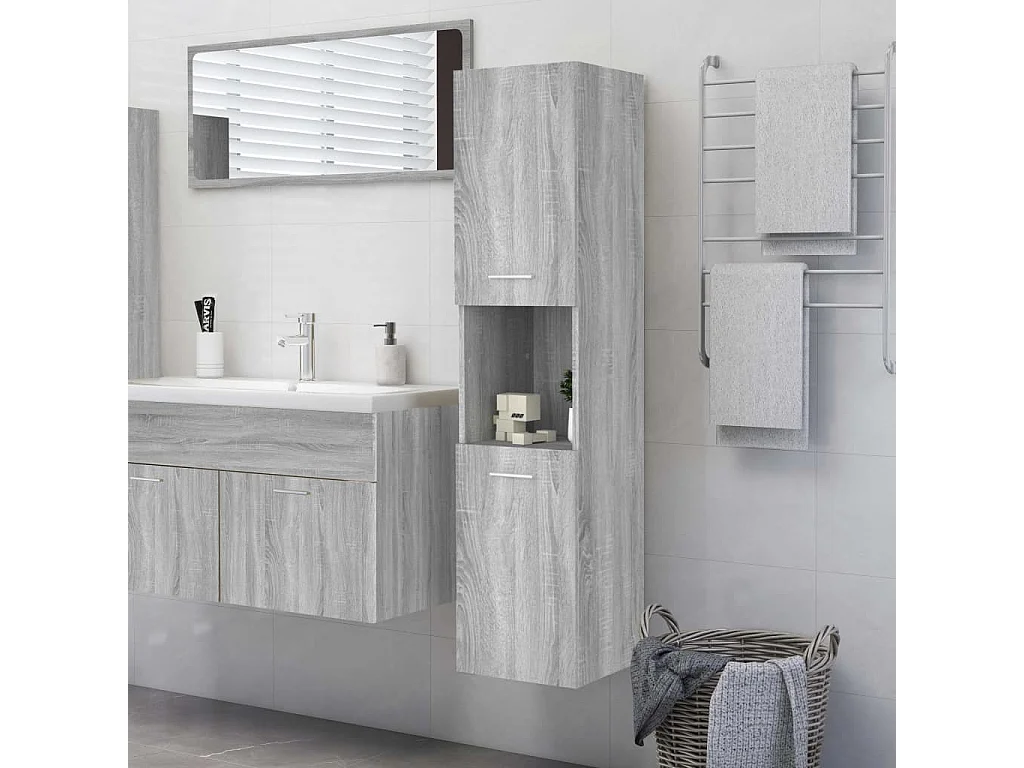 Armoire de bain Sonoma gris 30x30x130 cm Bois d'ingénierie