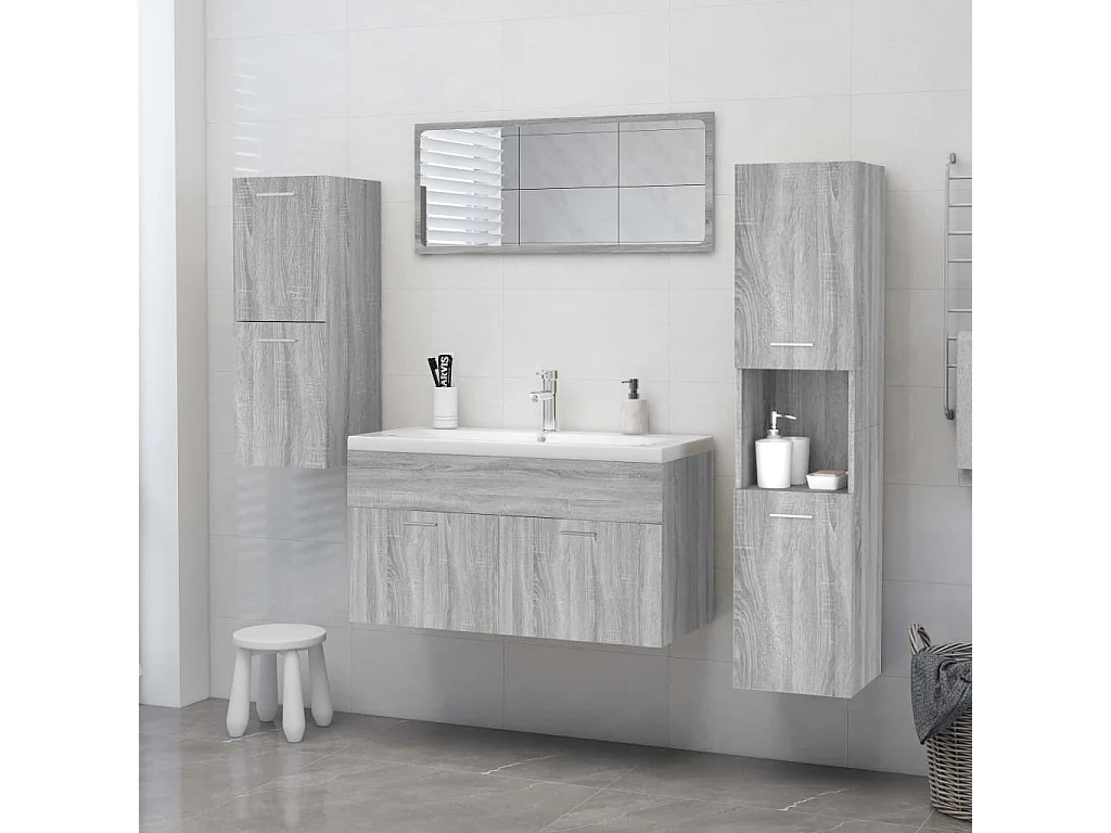 Armoire de bain Sonoma gris 30x30x130 cm Bois d'ingénierie