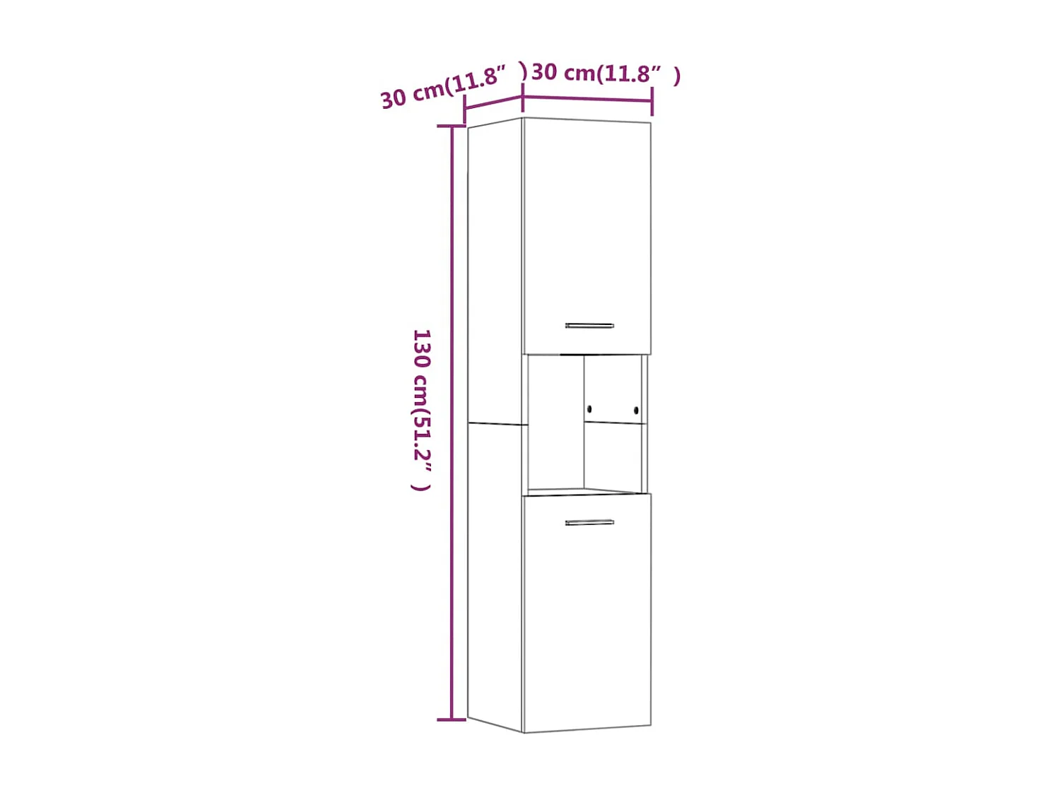 Armoire de bain Sonoma gris 30x30x130 cm Bois d'ingénierie