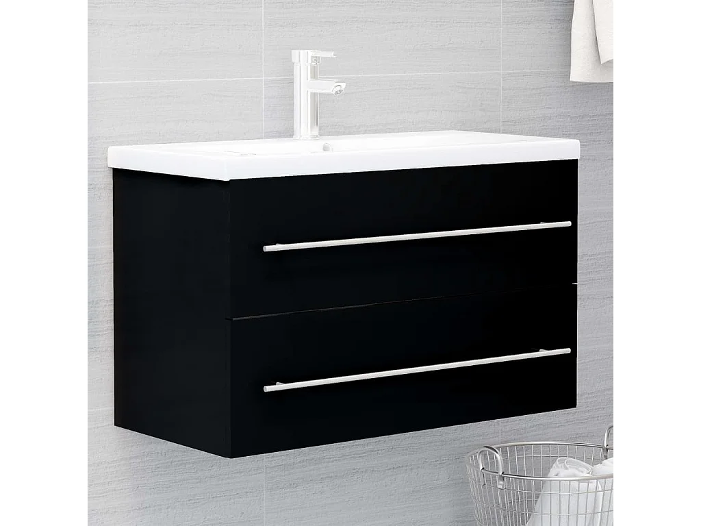 Mueble para lavabo Negro 80x38,5x48 cm Madera contrachapada