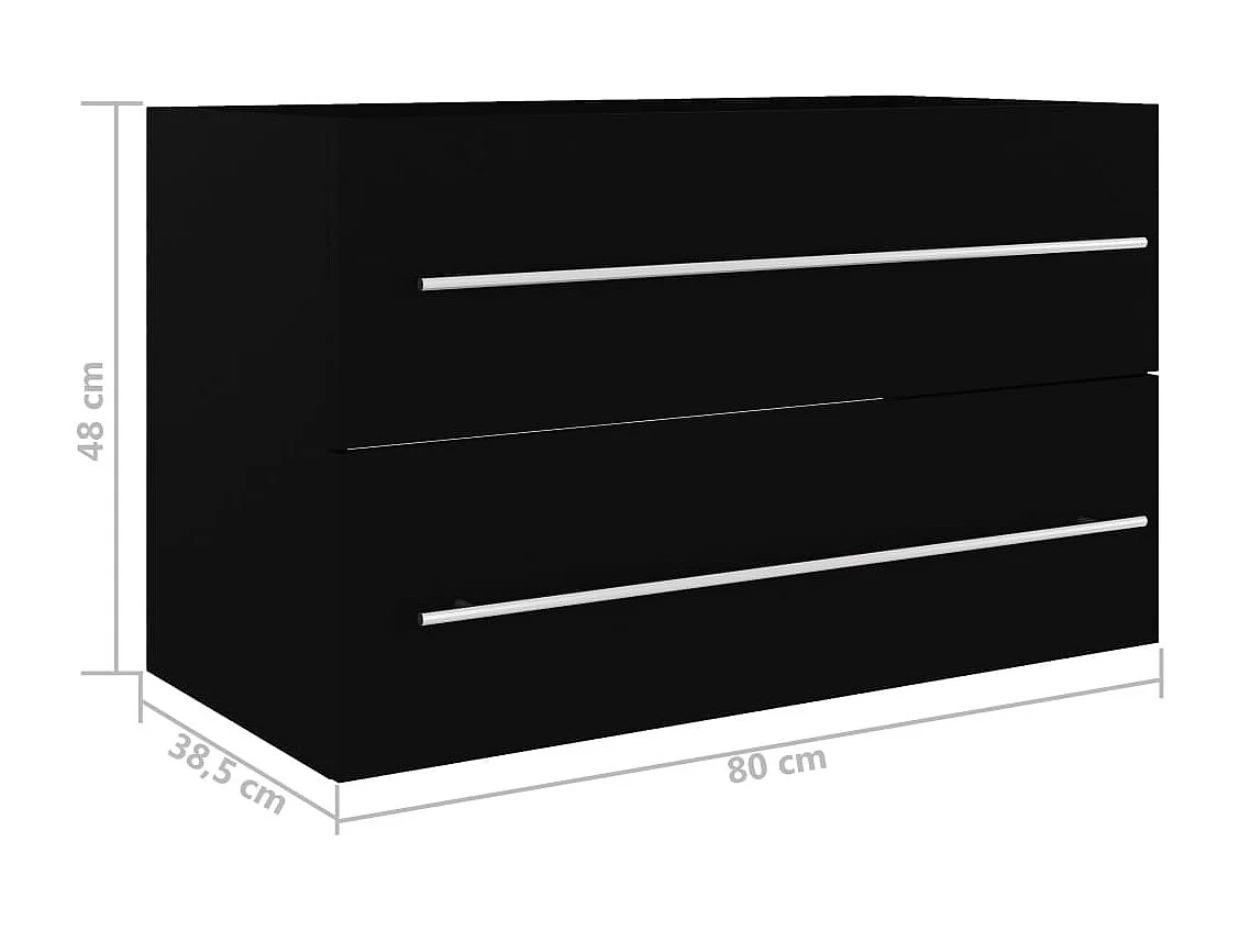 Mueble para lavabo Negro 80x38,5x48 cm Madera contrachapada