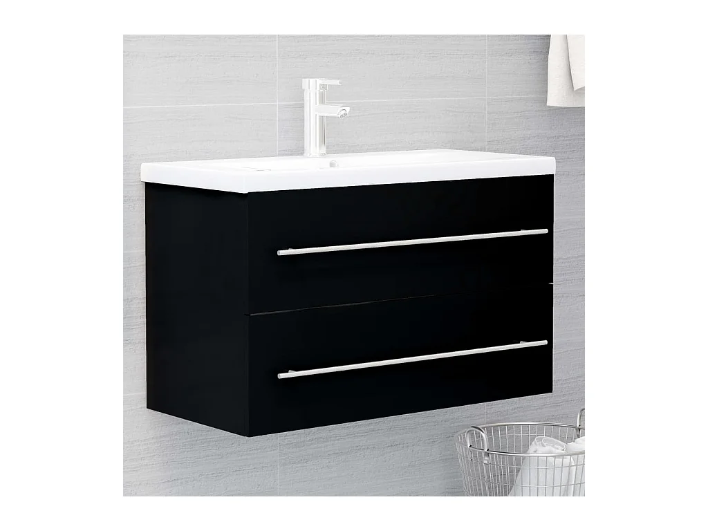 Armoire d'évier Noir 80x38,5x48 cm Bois d’ingénierie