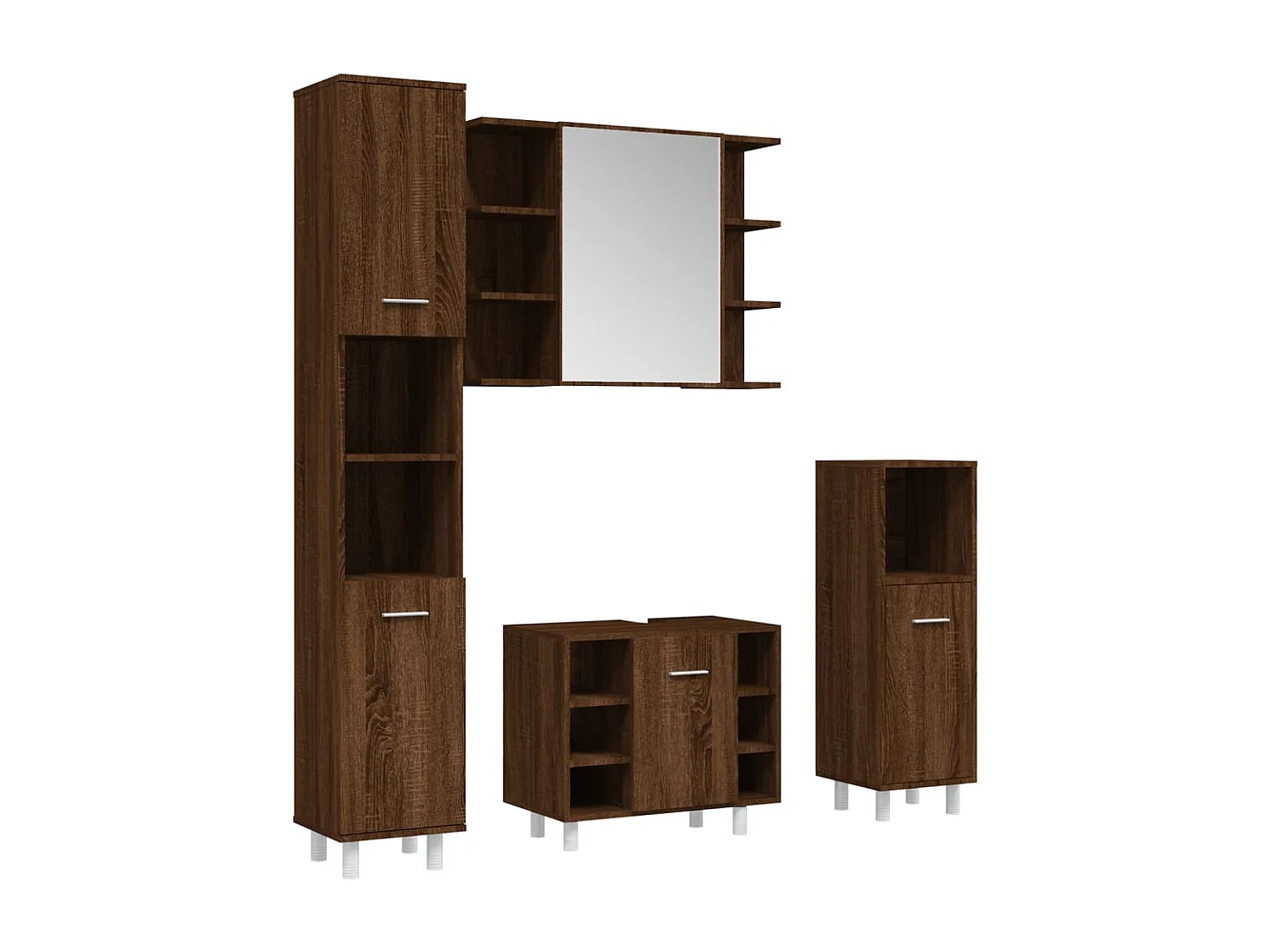Ensemble d'armoires de salle de bain 4 pcs chêne marron