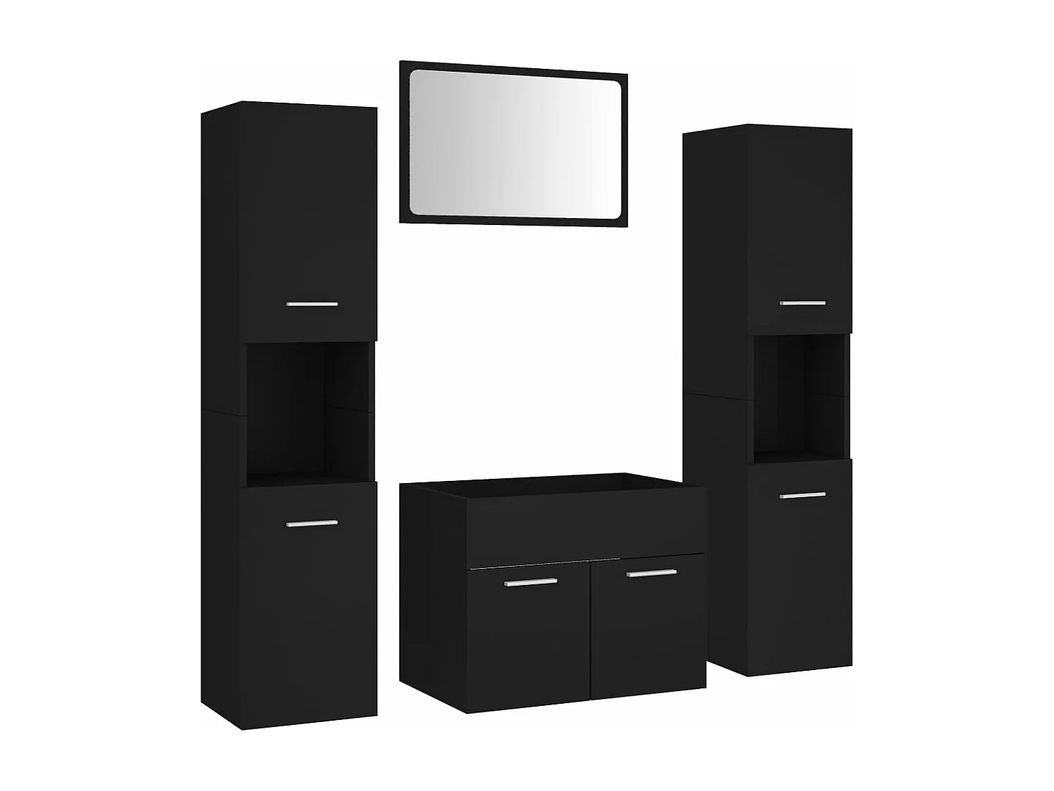 Ensemble de meubles de salle de bain Noir Aggloméré