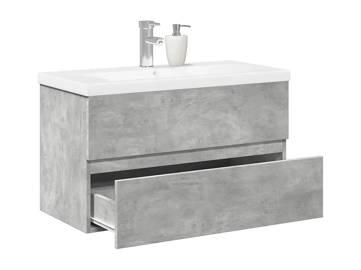 Set di mobili da bagno 2 pezzi grigio cemento