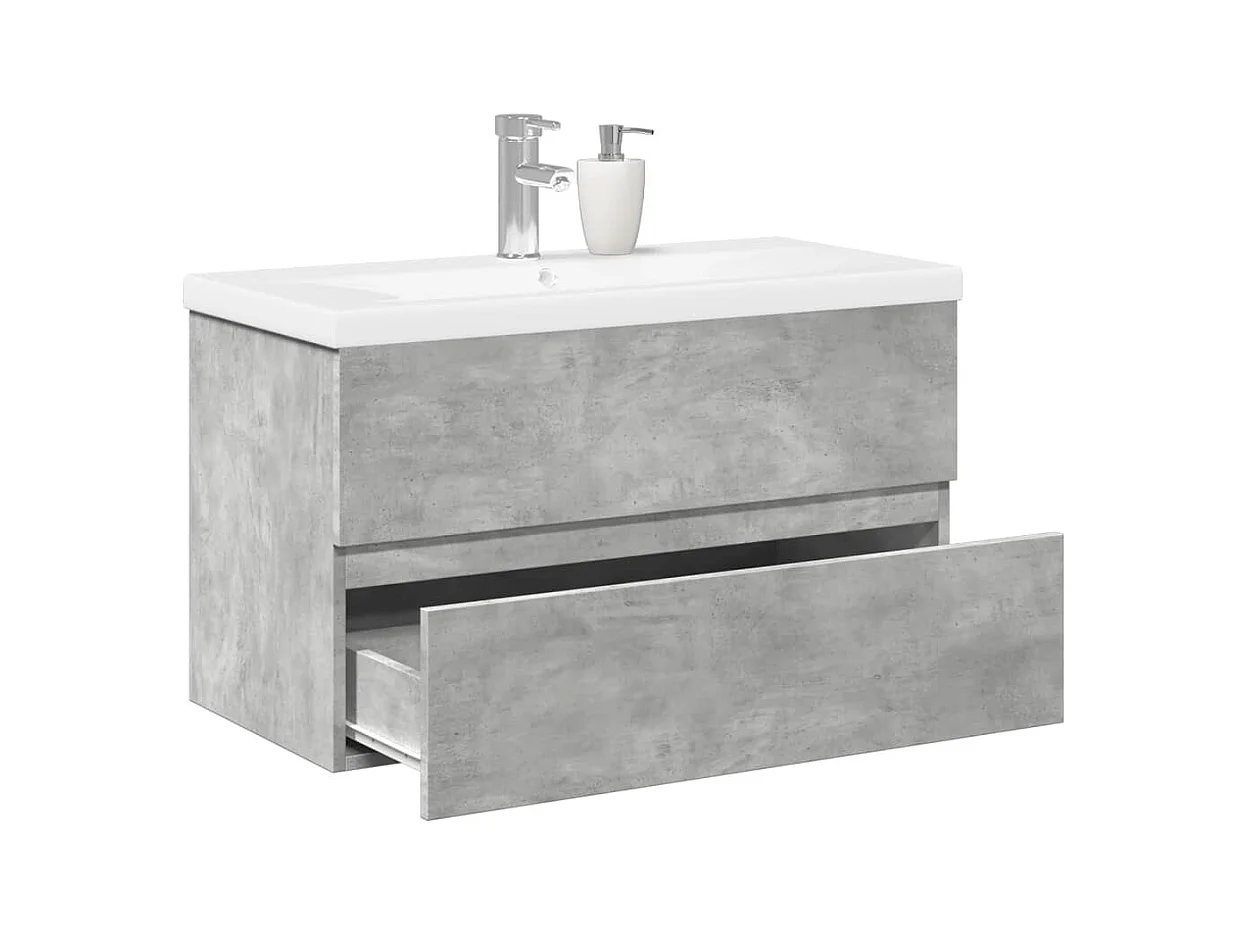 Ensemble de meubles de salle de bain 2 pcs gris béton