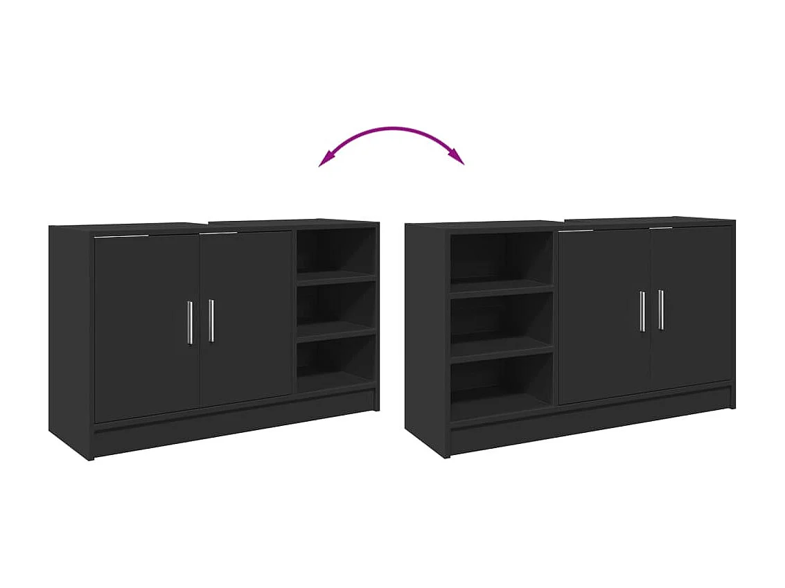 Armoire d'évier noir 90x29x55 cm bois d'ingénierie