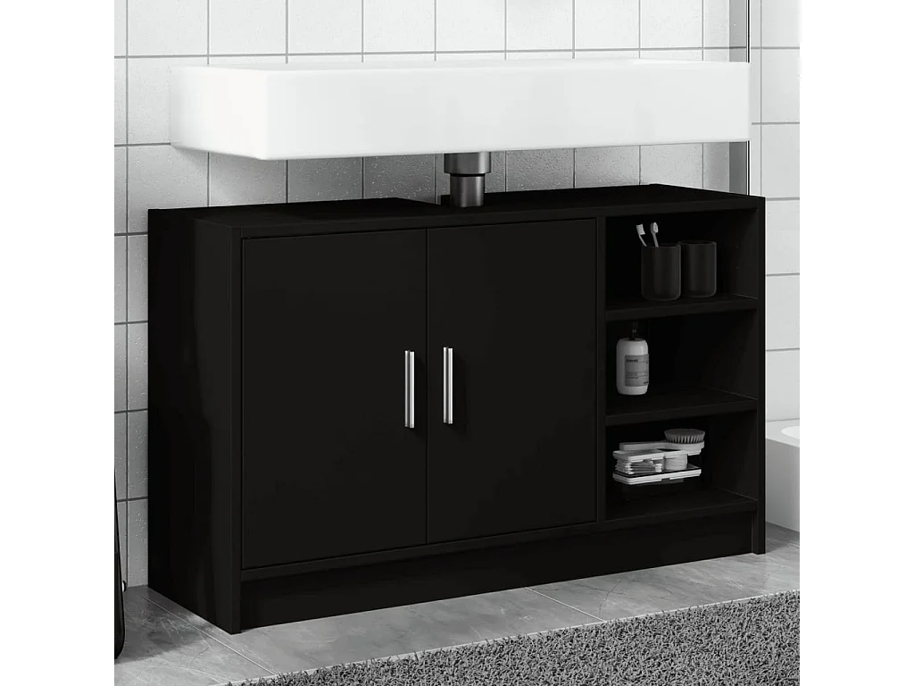 Armoire d'évier noir 90x29x55 cm bois d'ingénierie
