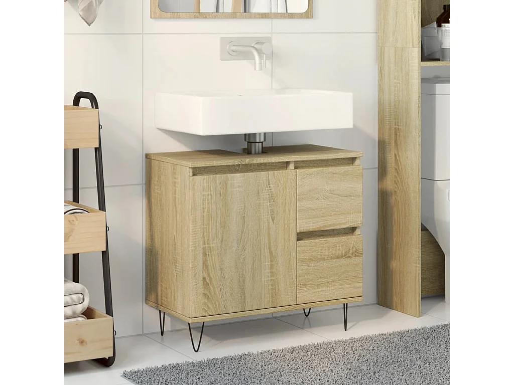 Armoire salle de bain chêne sonoma 65x33x60 cm