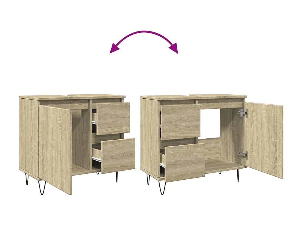 Armoire salle de bain chêne sonoma 65x33x60 cm