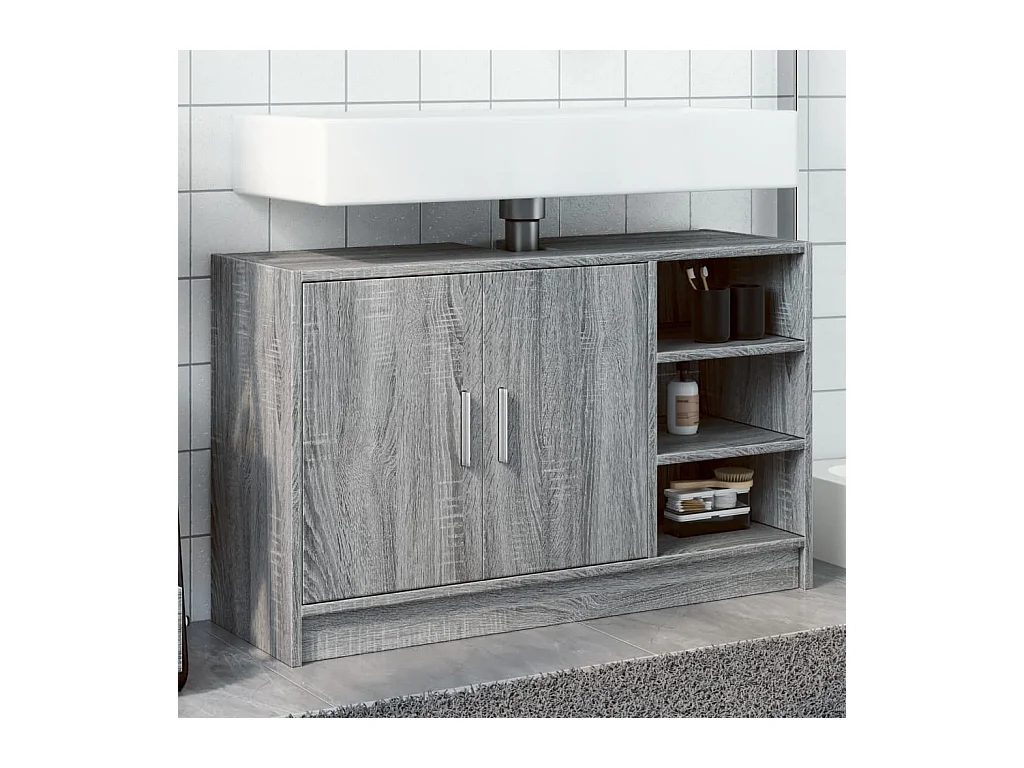 Sonoma grauer Waschbeckenunterschrank 90x29x55 cm aus Holzwerkstoff
