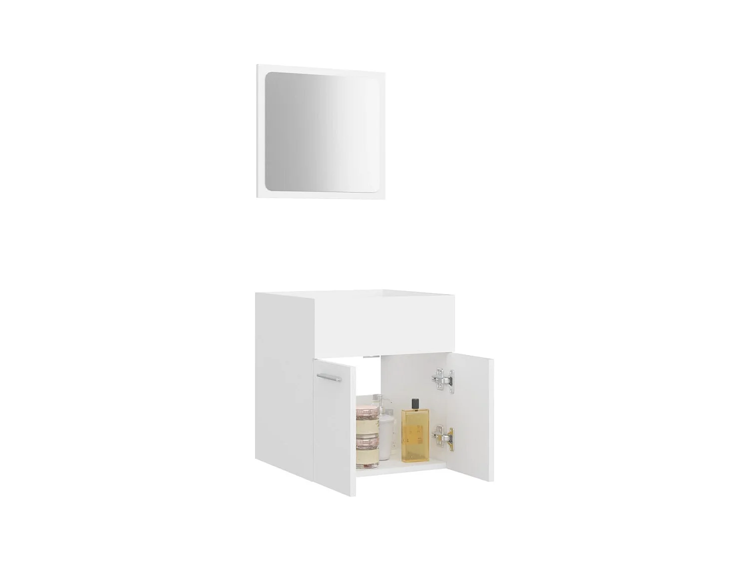 Set 2 mobili da bagno in truciolare bianco