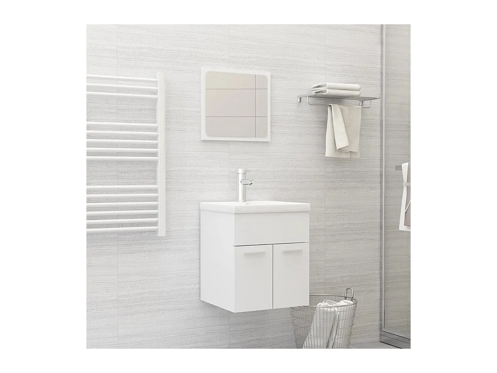 Ensemble de meubles de salle de bain 2 pcs Blanc Aggloméré