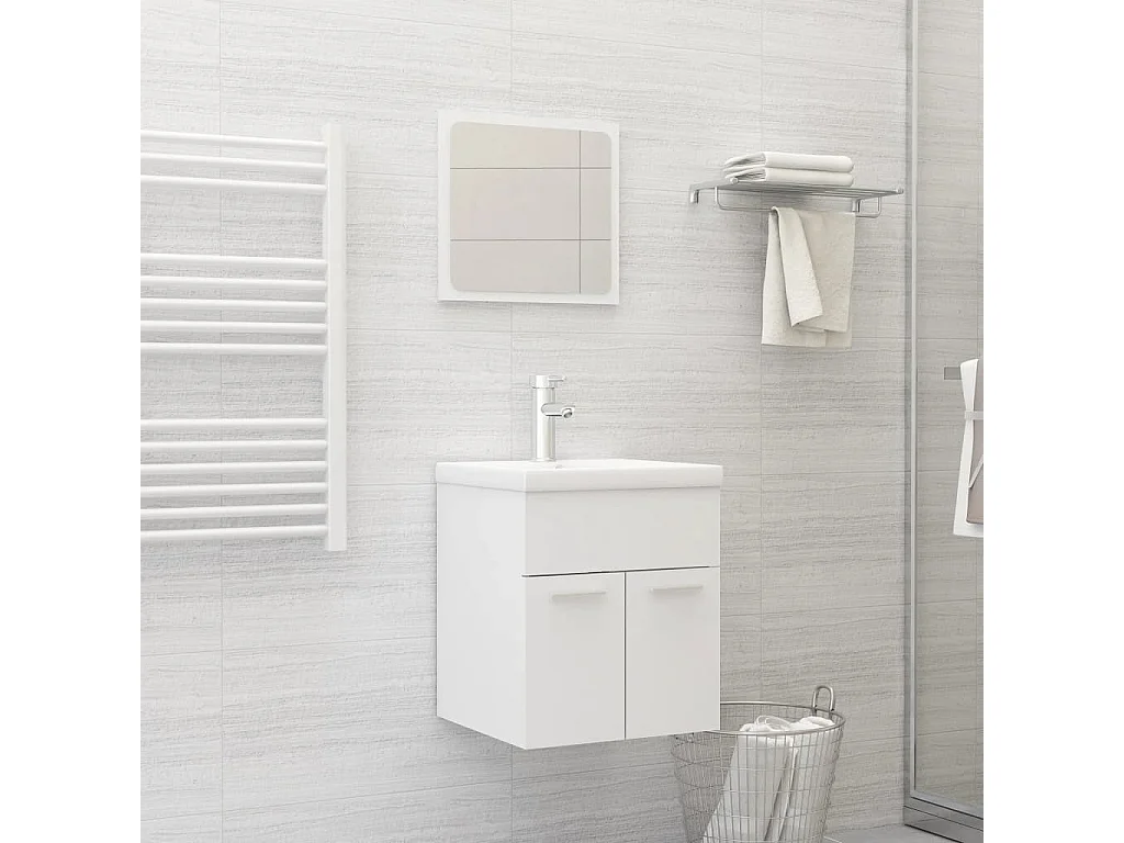 Ensemble de meubles de salle de bain 2 pcs Blanc Aggloméré