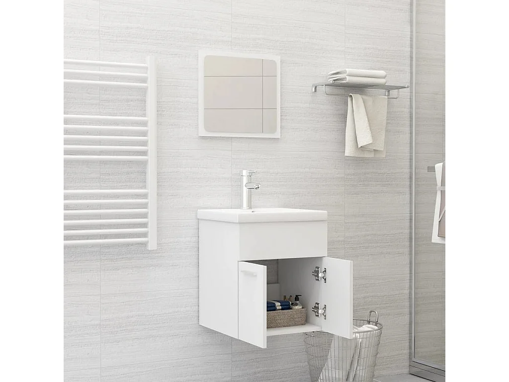 Ensemble de meubles de salle de bain 2 pcs Blanc Aggloméré