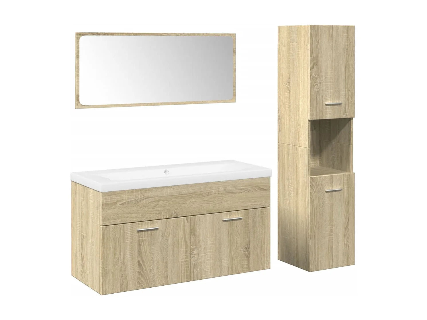 Conjunto de toucador de banheiro Sonoma Oak de 4 peças