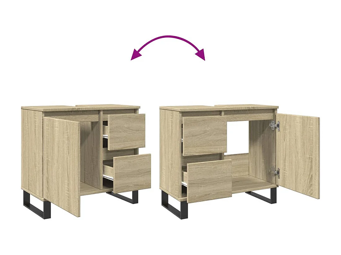 Armoire salle de bain chêne sonoma 65x33x60 cm