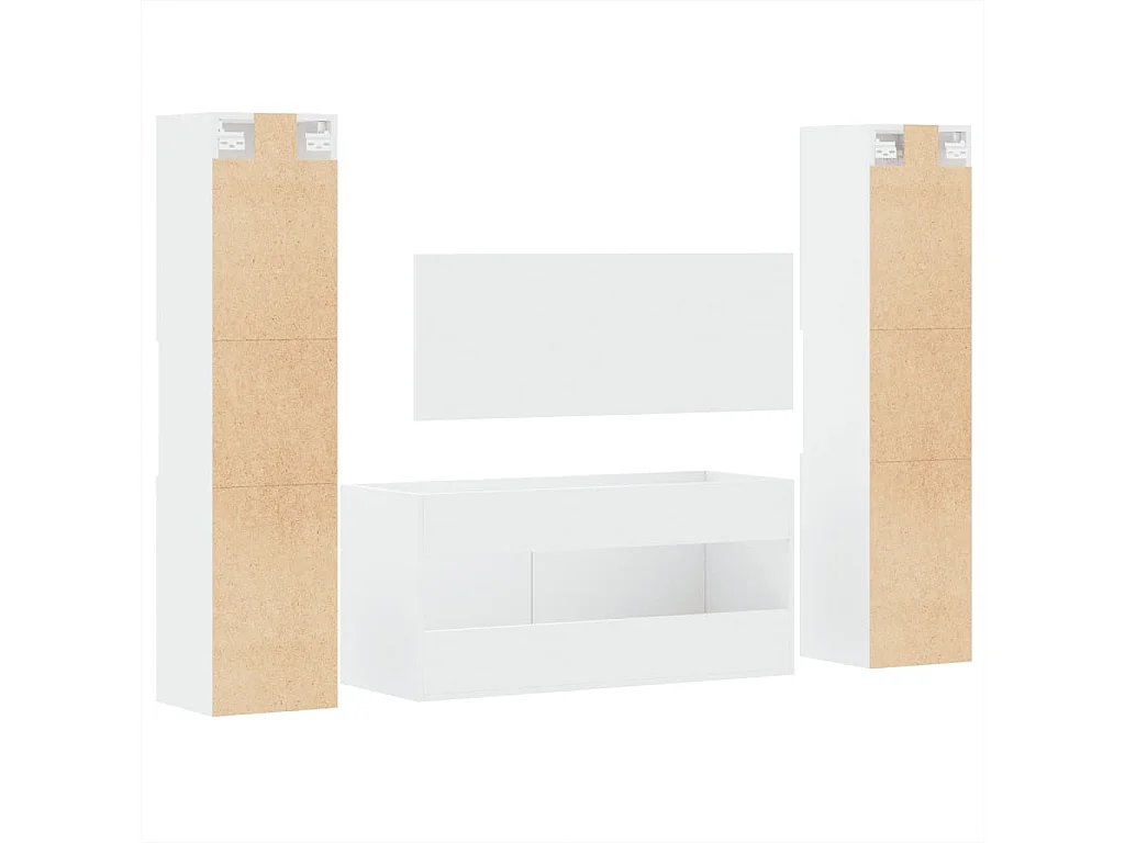 Set di mobili da bagno da 4 pezzi in legno composito bianco