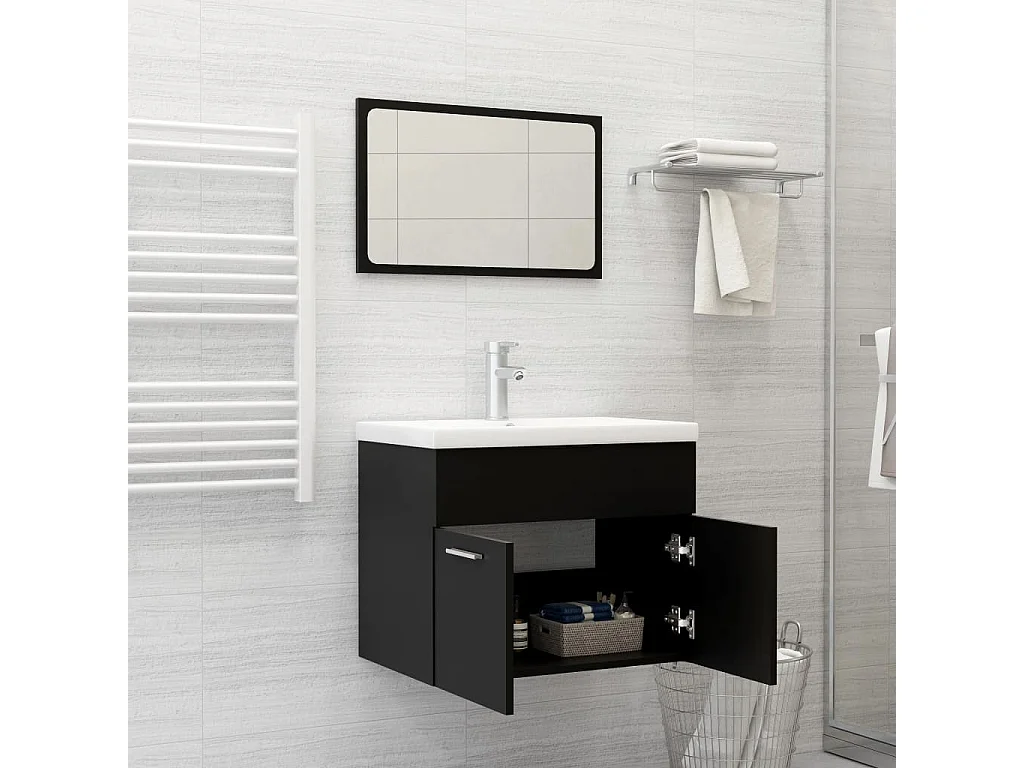 Ensemble de meubles de salle de bain Noir Aggloméré