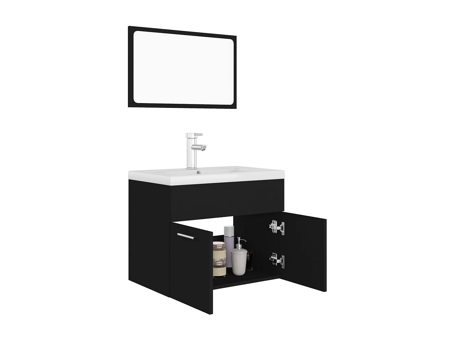 Ensemble de meubles de salle de bain Noir Aggloméré