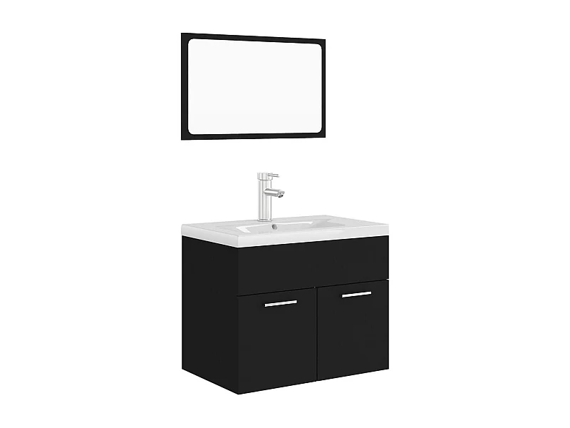 Badkamermeubelset Zwart spaanplaat
