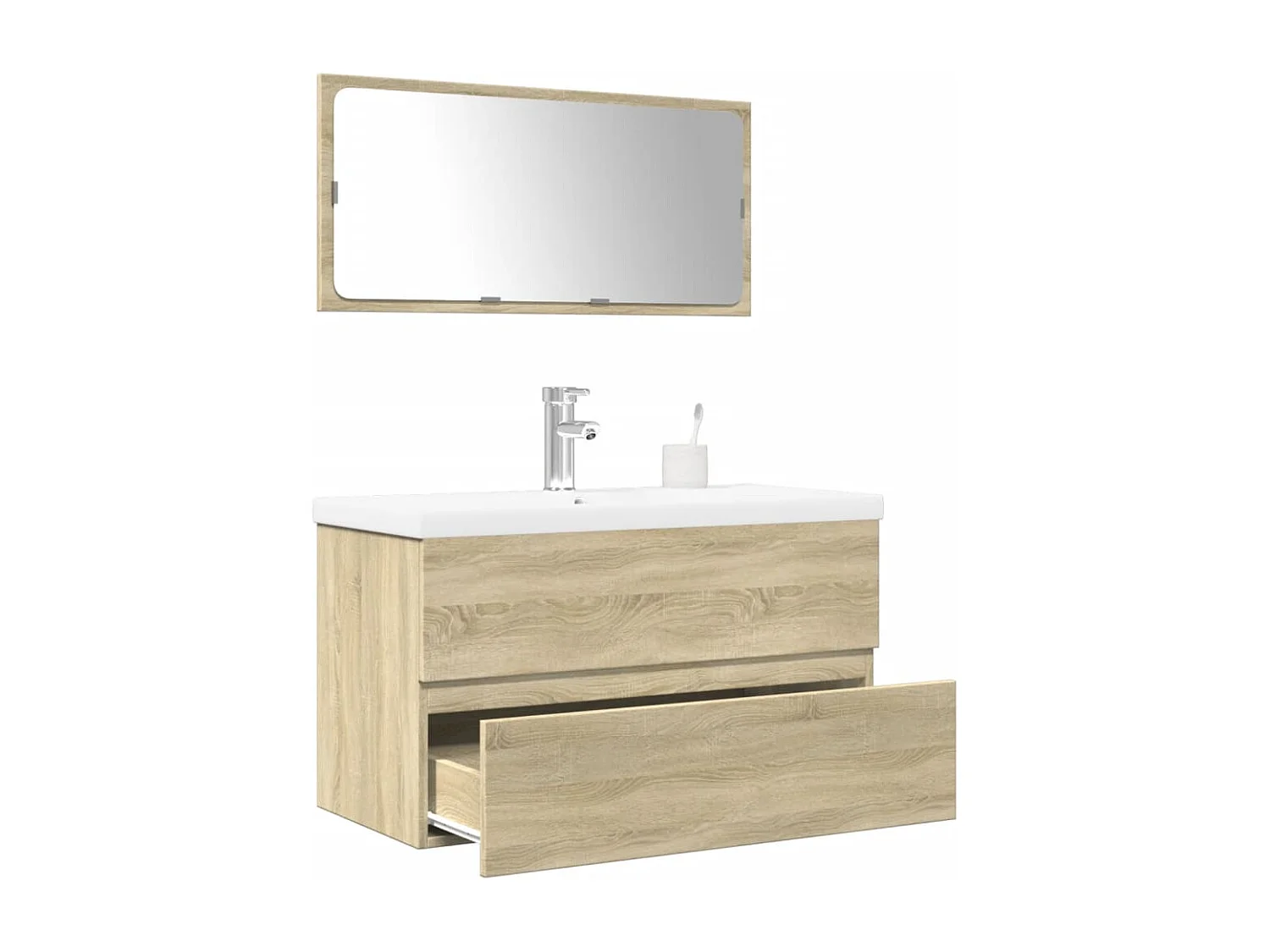 Set da bagno in rovere Sonoma da 3 pezzi