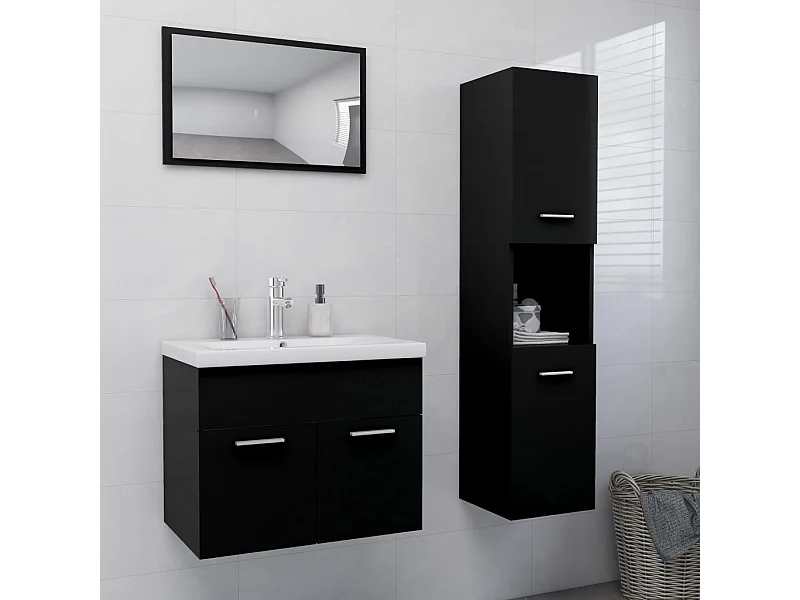 Ensemble de meubles de salle de bain Noir Aggloméré