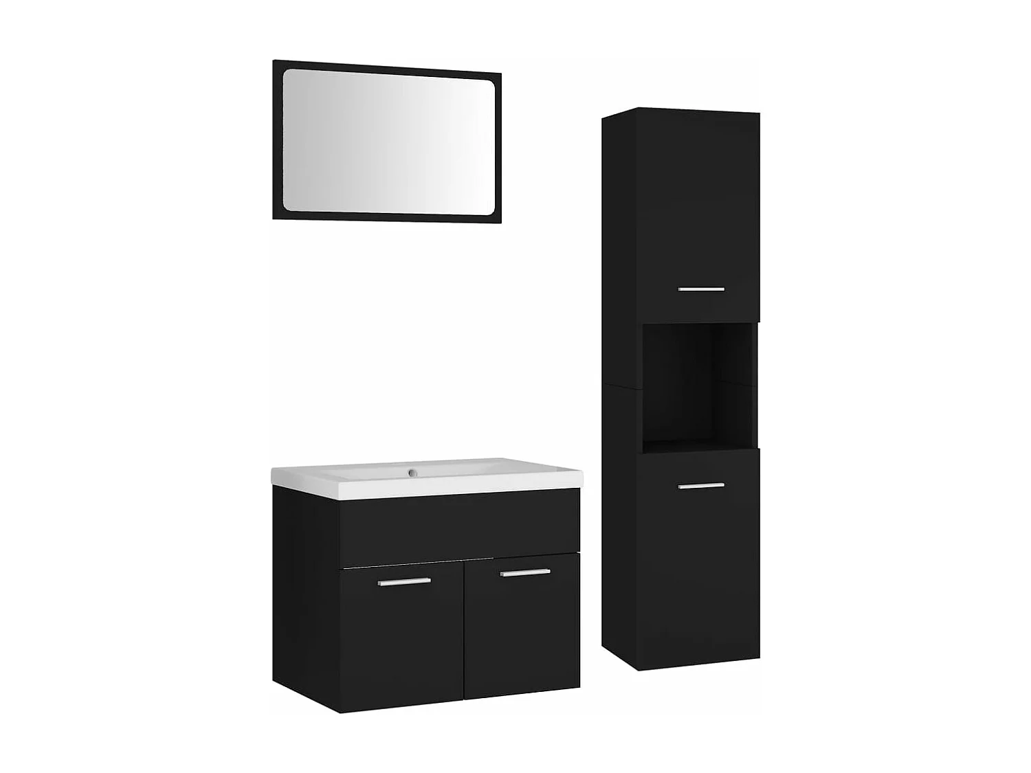 Ensemble de meubles de salle de bain Noir Aggloméré