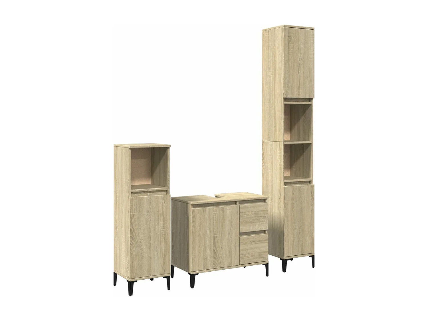 Conjunto de toucador de banheiro de 3 peças Sonoma Oak