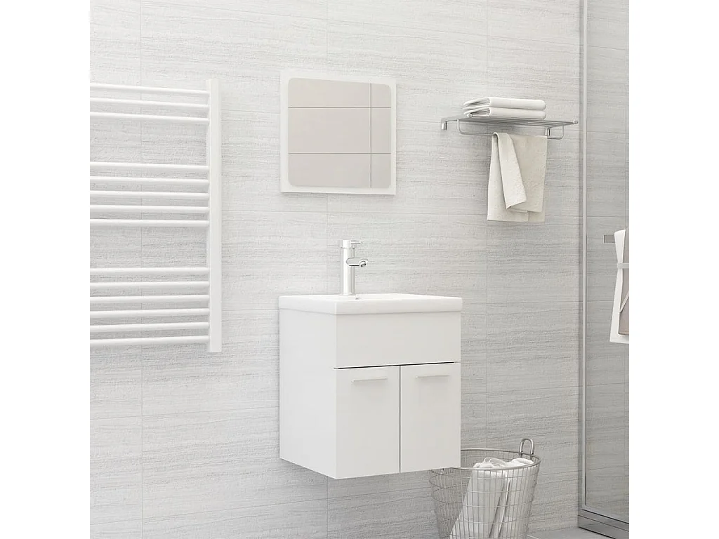 Ensemble de meubles de salle de bain Blanc brillant Aggloméré