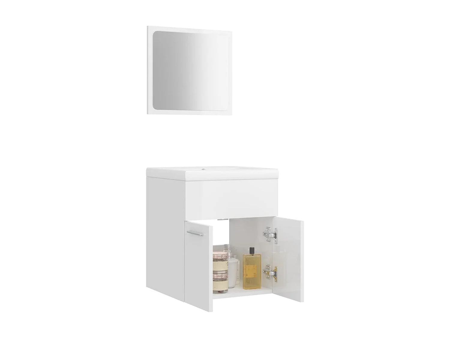 Ensemble de meubles de salle de bain Blanc brillant Aggloméré