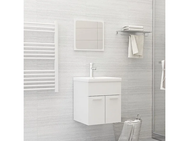 Set arredo bagno in truciolare bianco lucido