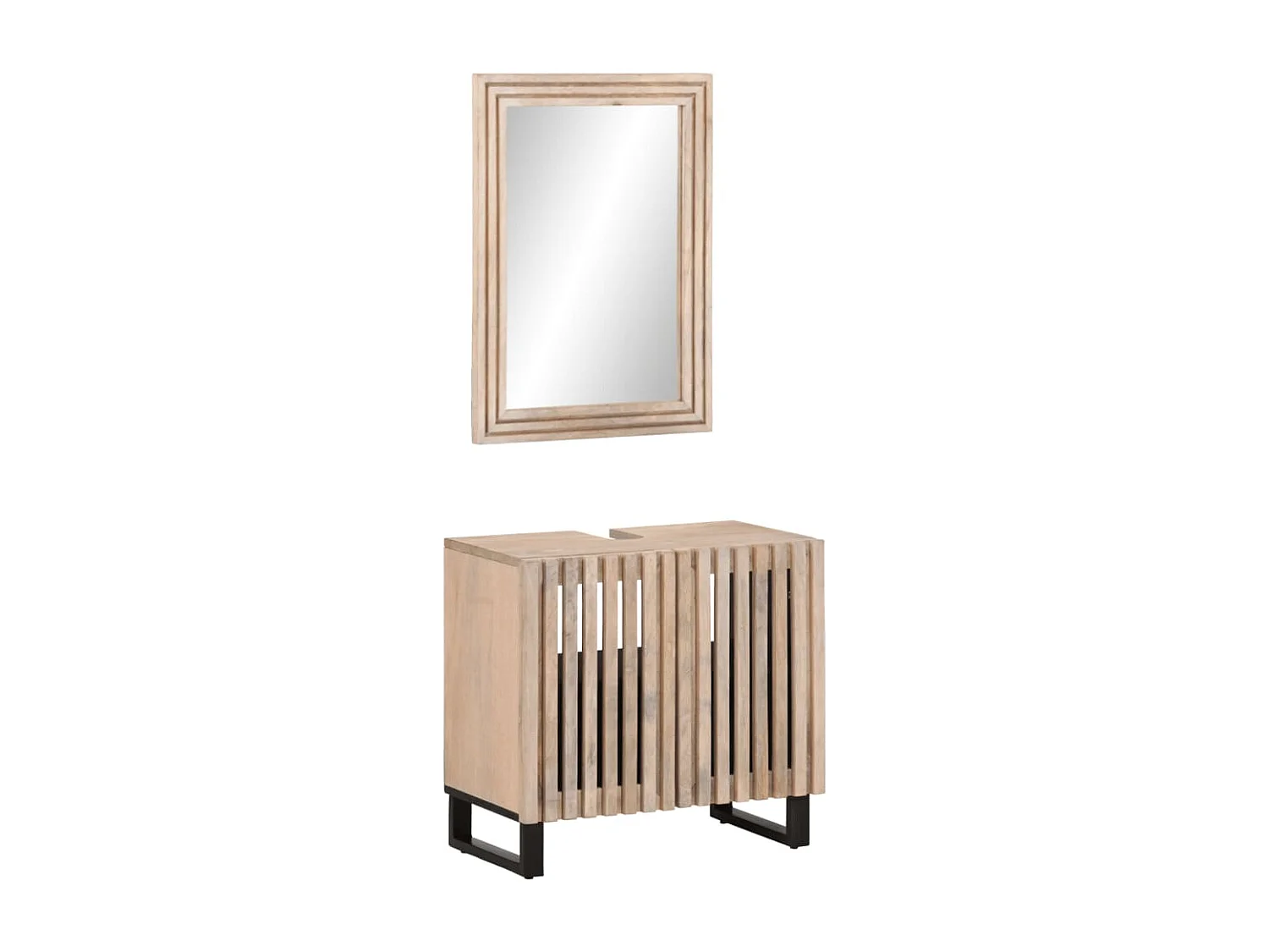 Badezimmermöbel-Set 2-teilig aus massivem Mangoholz