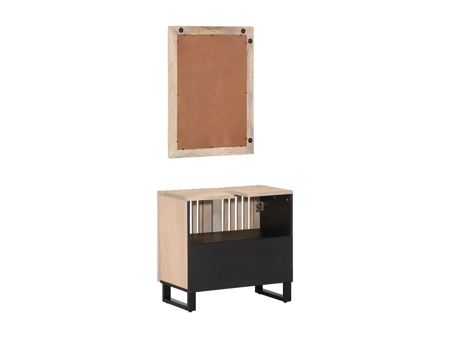 Badezimmermöbel-Set 2-teilig aus massivem Mangoholz