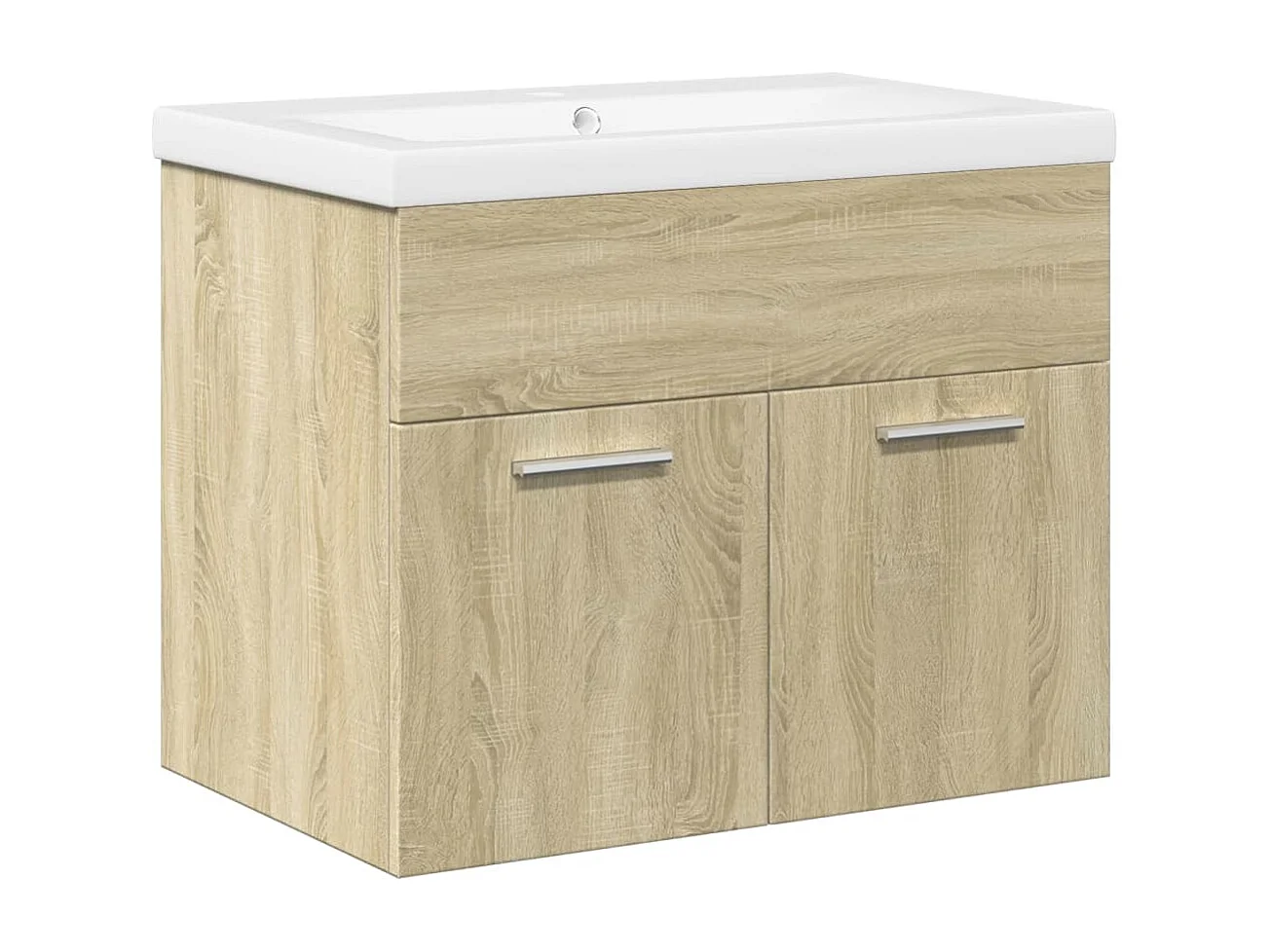Armoire lavabo de salle de bain et bassin intégré chêne sonoma