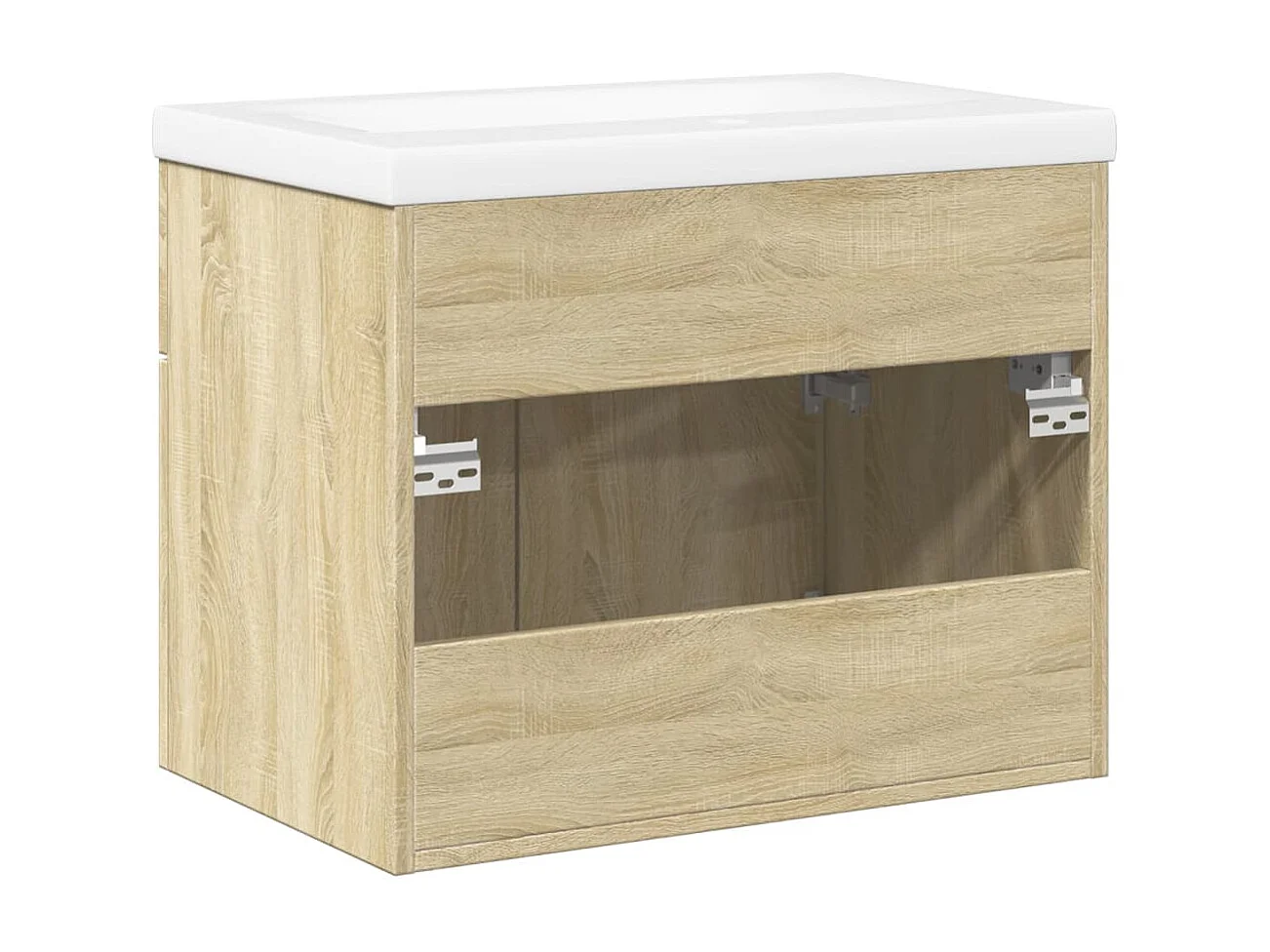 Armoire lavabo de salle de bain et bassin intégré chêne sonoma