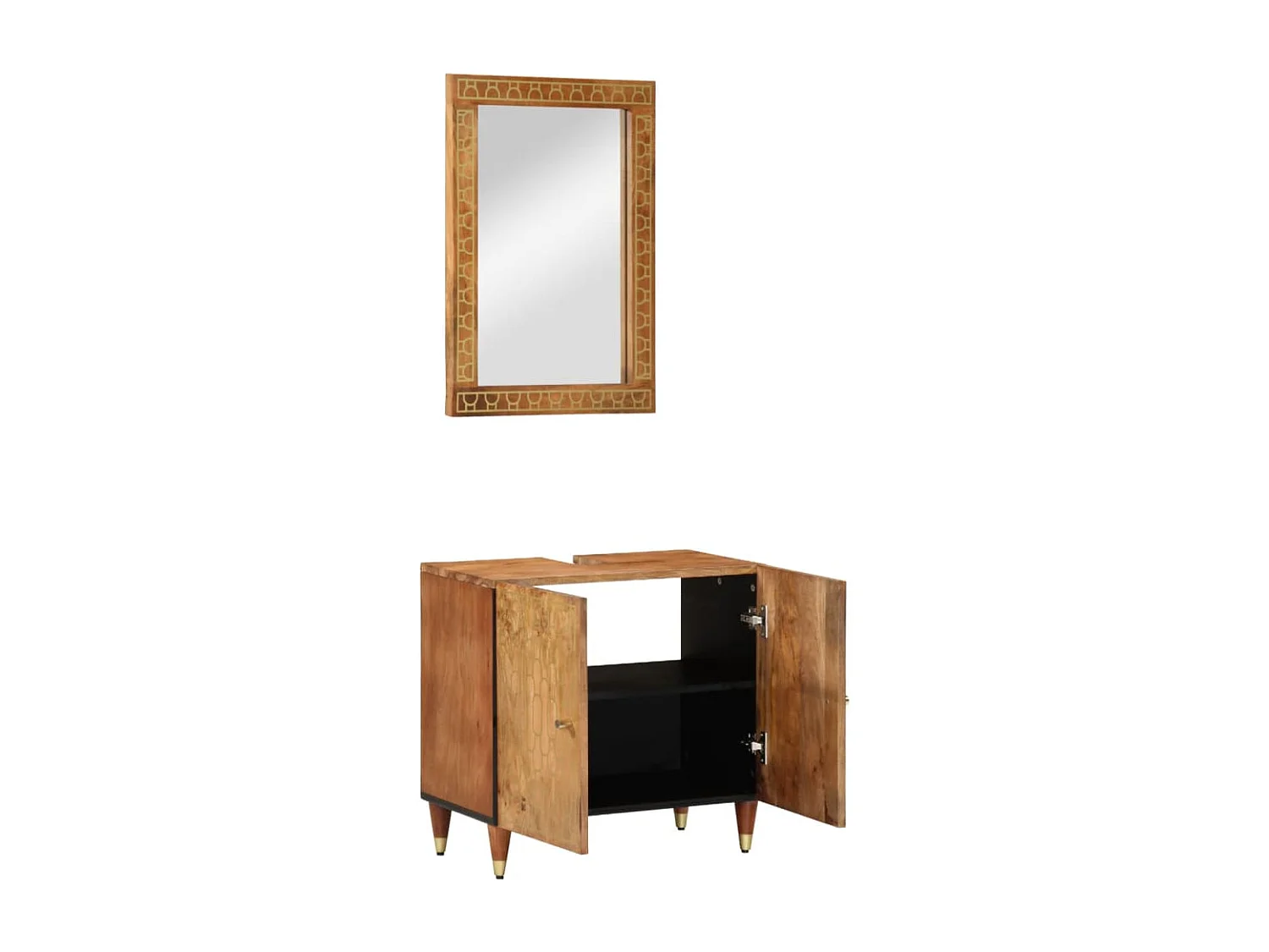 Set 2 mobili da bagno in legno massello di mango