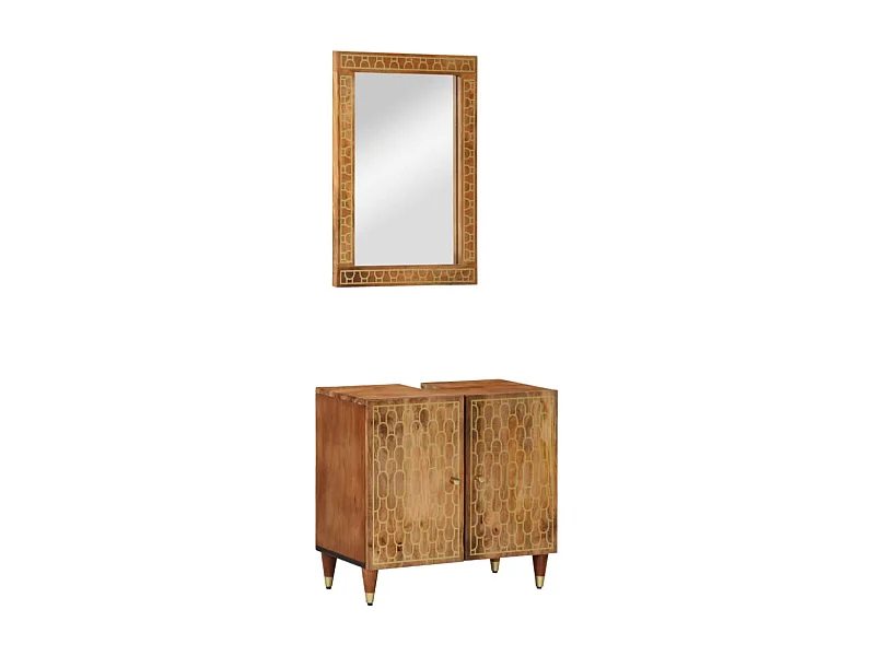 Conjunto de muebles de baño 2 piezas de madera maciza de mango.