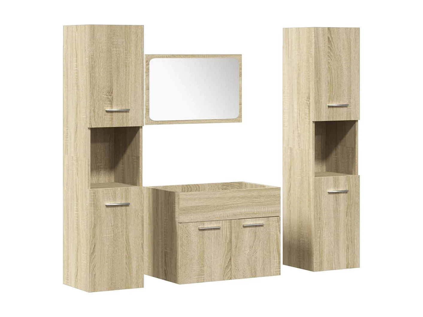 Set da bagno in rovere Sonoma da 4 pezzi
