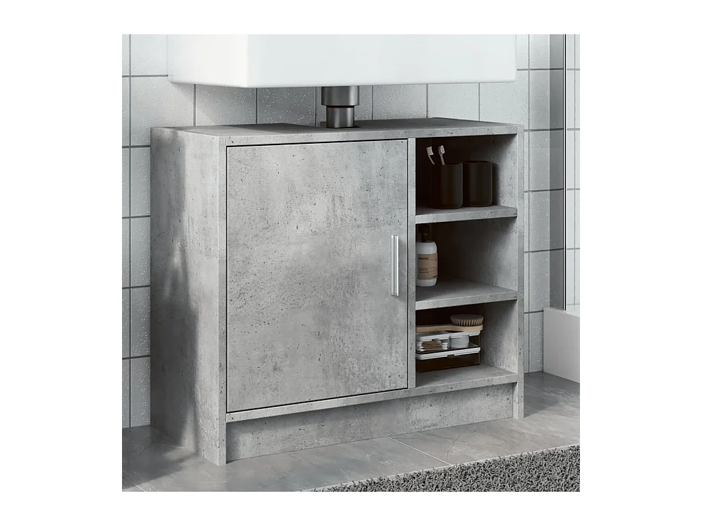 Betongrauer Waschbeckenunterschrank 63x29x55 cm, Holzwerkstoff