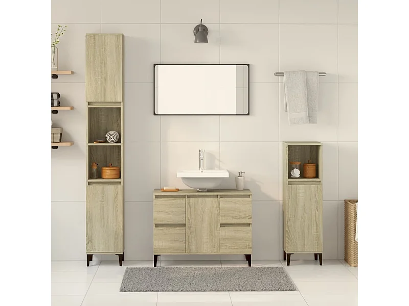 Juego de tocador de baño de 3 piezas de roble Sonoma
