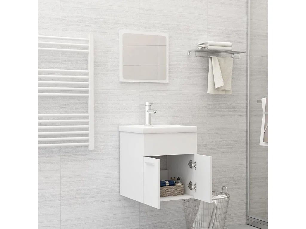 Ensemble de meubles de salle de bain Blanc Aggloméré