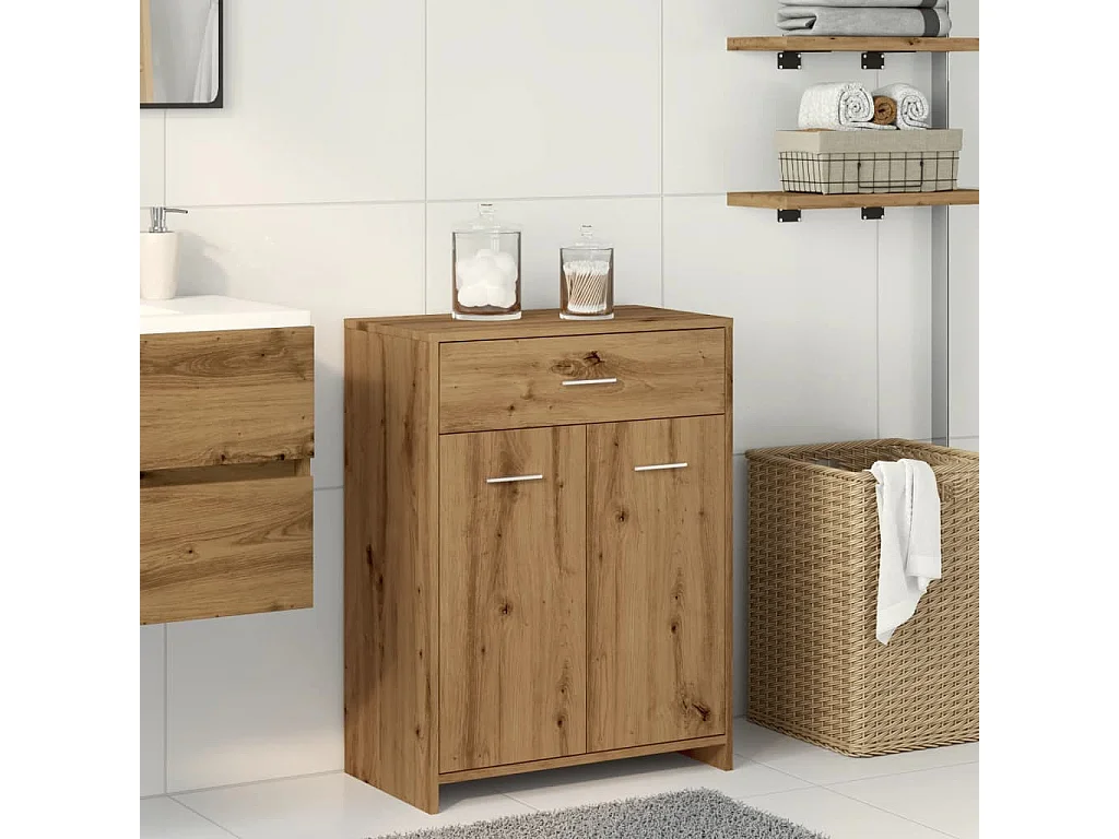 Armoire de salle de bain chêne artisanal 60x33x80 cm