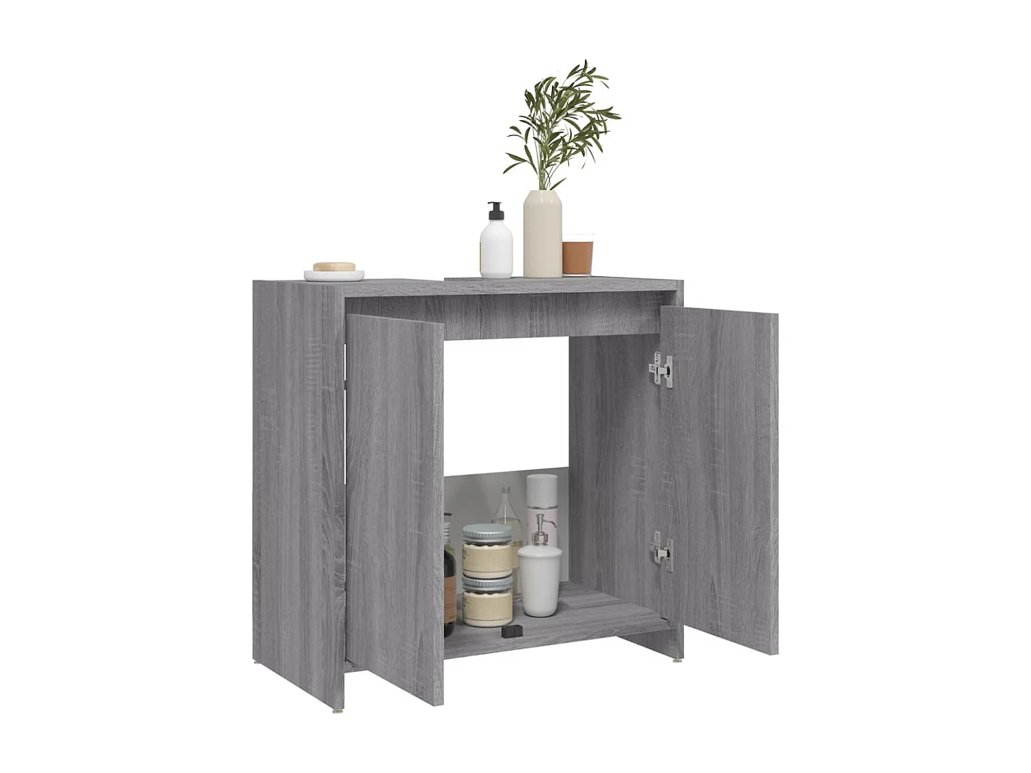 Móvel de banheiro cinza Sonoma 60x33x61 cm Madeira trabalhada