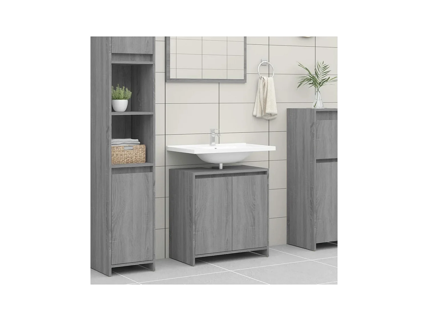 Mobile da bagno Sonoma grigio 60x33x61 cm MDF