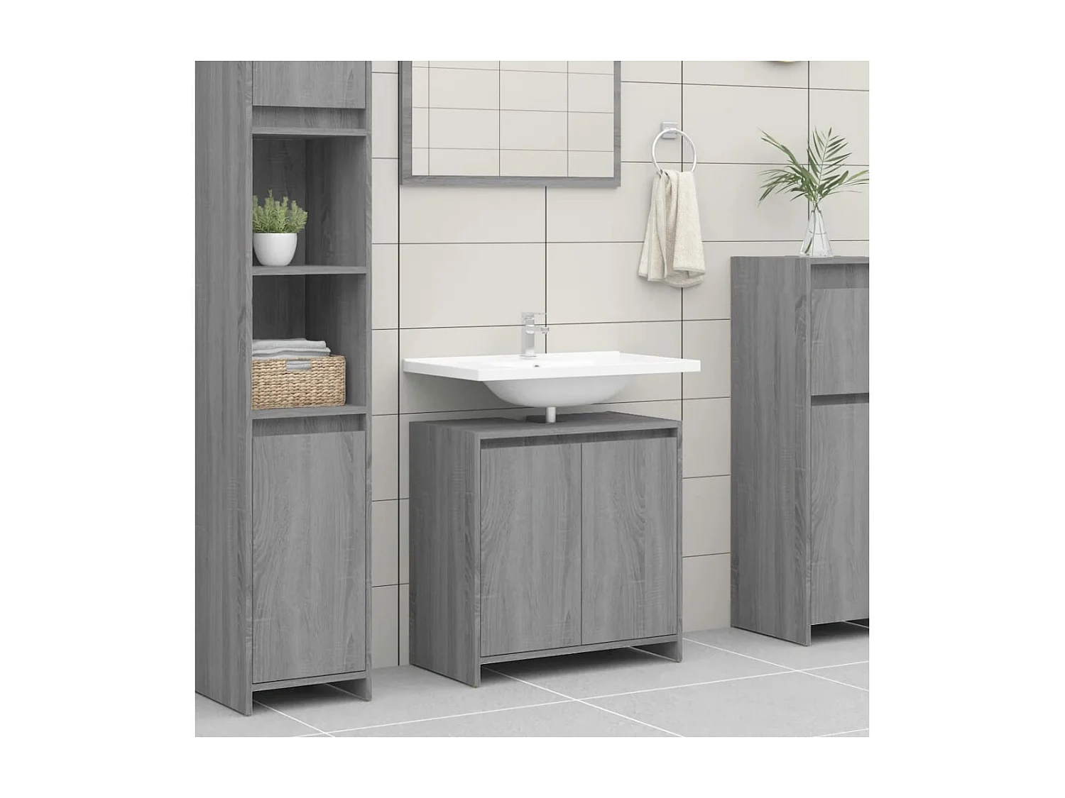 Armoire de bain Sonoma gris 60x33x61 cm Bois d'ingénierie